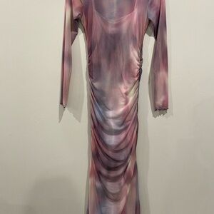 Divided Pink and Purple Long Sleeve Dress
